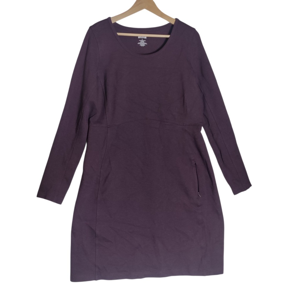 Duluth Trading Co Purple Long Sleeve Sheath Zip Pockets Stretch Womens Large